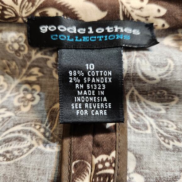 GOODCLOTHES COLLECTIONS Brown Beige Floral Damask Unlined Crop Pantsuit Women 10 - Picture 5 of 12